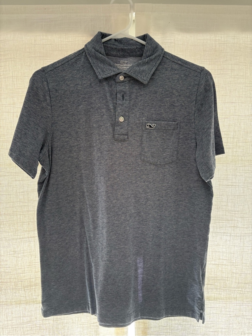 Vineyard Vines Heather Navy Short-Sleeve Pocket Polo; Boys L